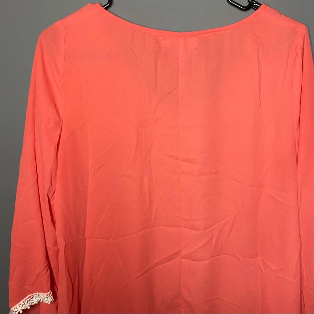 Umgee Melon Blouse with Crocheted Accents - Picture 5 of 10